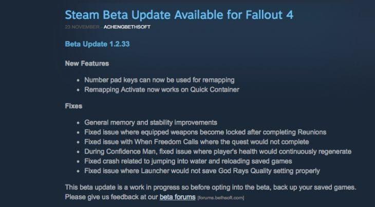 Fallout 4 patch 1.7 download